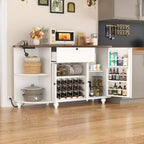 Meuble de Bar Buffet à Café avec Rangement et Portes, Meuble de Bar à Vins avec Casier à Bouteilles