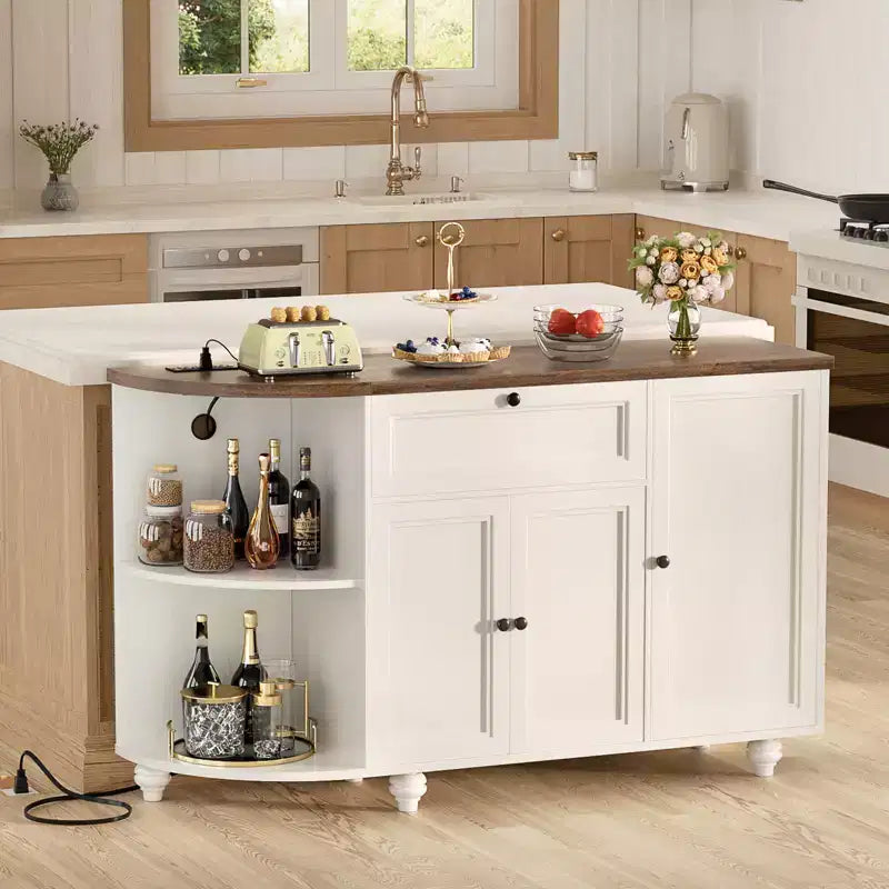 Meuble de Bar Buffet à Café avec Rangement et Portes, Meuble de Bar à Vins avec Casier à Bouteilles