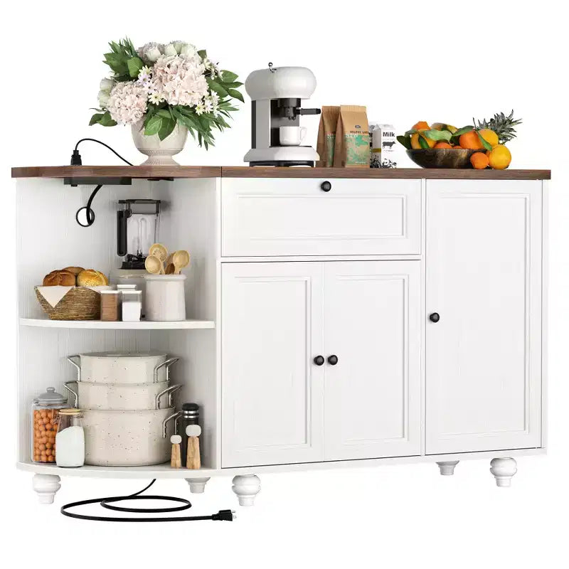 Meuble de Bar Buffet à Café avec Rangement et Portes, Meuble de Bar à Vins avec Casier à Bouteilles
