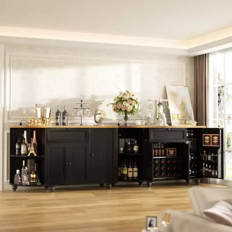 Meuble de Bar Buffet à Café avec Rangement et Portes, Meuble de Bar à Vins avec Casier à Bouteilles
