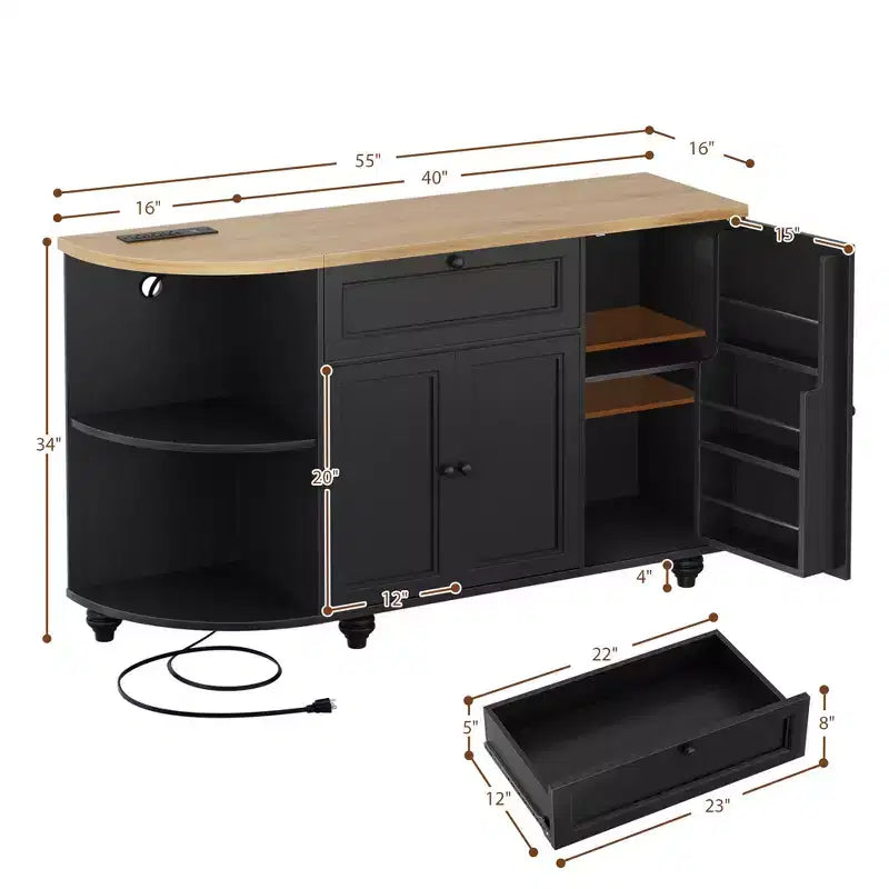 Meuble de Bar Buffet à Café avec Rangement et Portes, Meuble de Bar à Vins avec Casier à Bouteilles