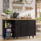 Meuble de Bar Buffet à Café avec Rangement et Portes, Meuble de Bar à Vins avec Casier à Bouteilles