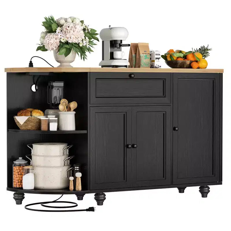 Meuble de Bar Buffet à Café avec Rangement et Portes, Meuble de Bar à Vins avec Casier à Bouteilles