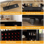 Meuble de Bar Buffet à Café avec Rangement et Portes, Meuble de Bar à Vins avec Casier à Bouteilles