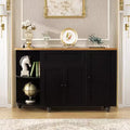 Besiost Coffee Buffet Table Cabinet with Storage and Doors, Wine Bar Cabinet with Wine Rack