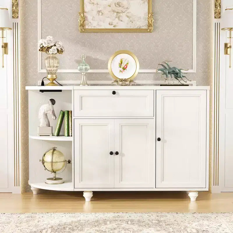 Meuble de Bar Buffet à Café avec Rangement et Portes, Meuble de Bar à Vins avec Casier à Bouteilles