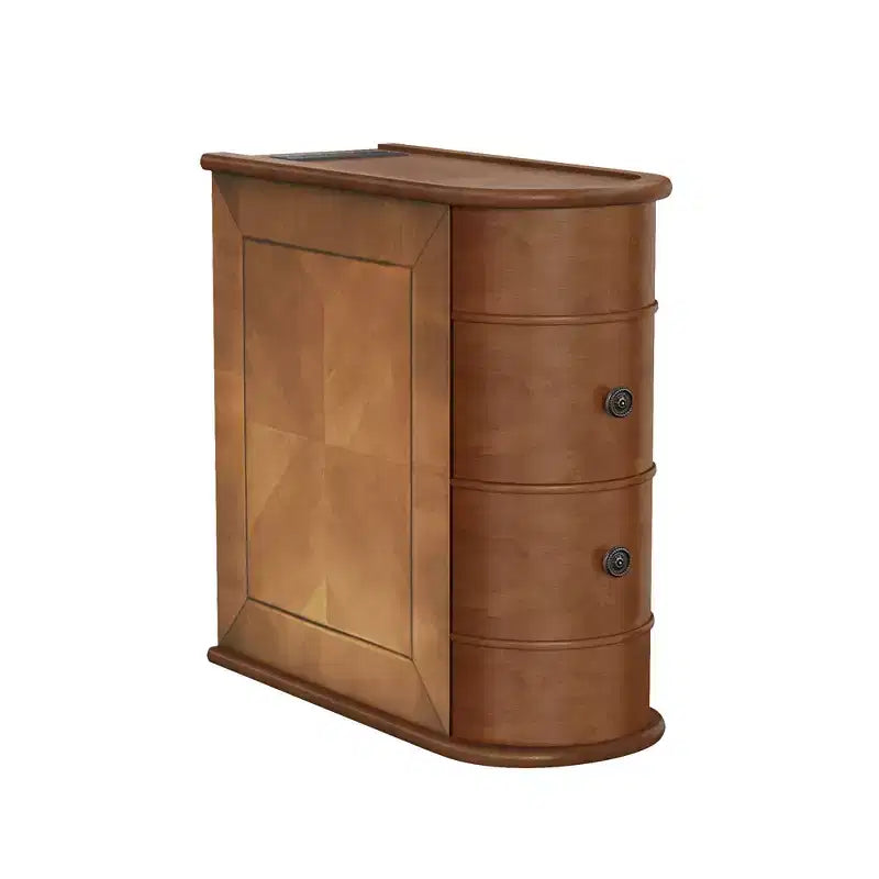 Table d'appoint avec station de recharge, Table d'appoint de canapé avec tiroirs, Table de chevet d'appoint, Aucun assemblage requis, Noyer