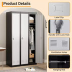 Armoire de rangement verrouillable en acier de haute qualité avec étagères réglables et tringle, construction métallique durable, adaptée aux bureaux, écoles, salles de sport