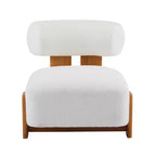 Fauteuil d'appoint moderne en bouclette avec dossier roulé, cadre en bois massif, siège d'appoint rembourré pour salon, chambre ou bureau