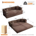 Canapé futon moderne en velours côtelé de 79 po pour petits espaces, canapé-lit convertible 5 en 1 avec accoudoirs et oreillers amovibles