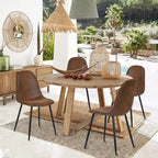 Lot de 4 chaises de salle à manger en daim avec pieds en métal noir