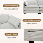 Canapé sectionnel modulaire moderne 5 places en velours côtelé, surdimensionné, 288 cm (L) x 201 cm (l), avec pouf, canapé en forme de U avec canapé d'angle, HYLEORY
