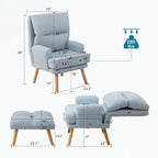 Fauteuil d'appoint et son pouf, avec dossier réglable