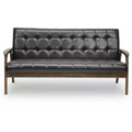 Mid-Century Masterpieces Sofa Brown - Baxton Studio: Faux Leather Upholstery, Office Seating, 3-Person Capacity