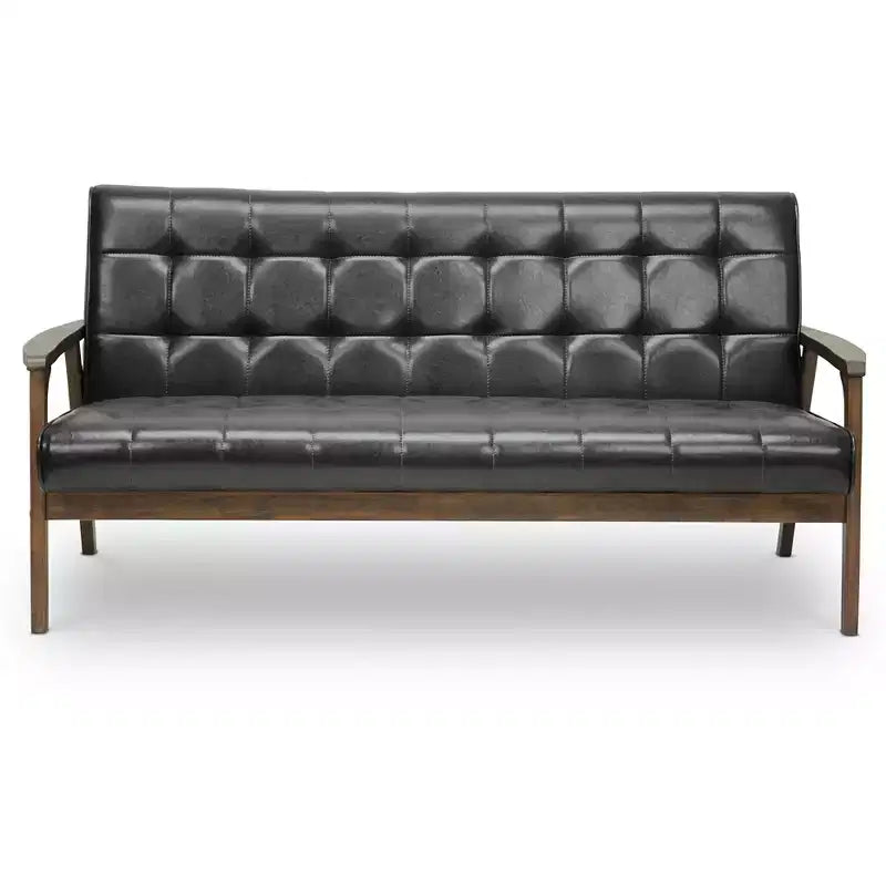 Canapé Mid-Century Masterpieces Marron -: Revêtement en similicuir, Sièges de bureau, Capacité 3 personnes