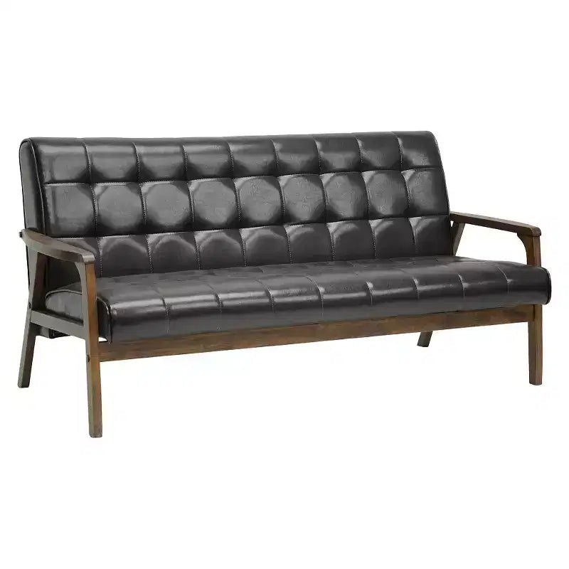 Canapé Mid-Century Masterpieces Marron -: Revêtement en similicuir, Sièges de bureau, Capacité 3 personnes