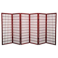 4 ft. Tall Window Pane Shoji Screen - Rosewood (6 Panels): Oriental Furniture, Hardwood Frame, Metal Hardware, No Assembly Required