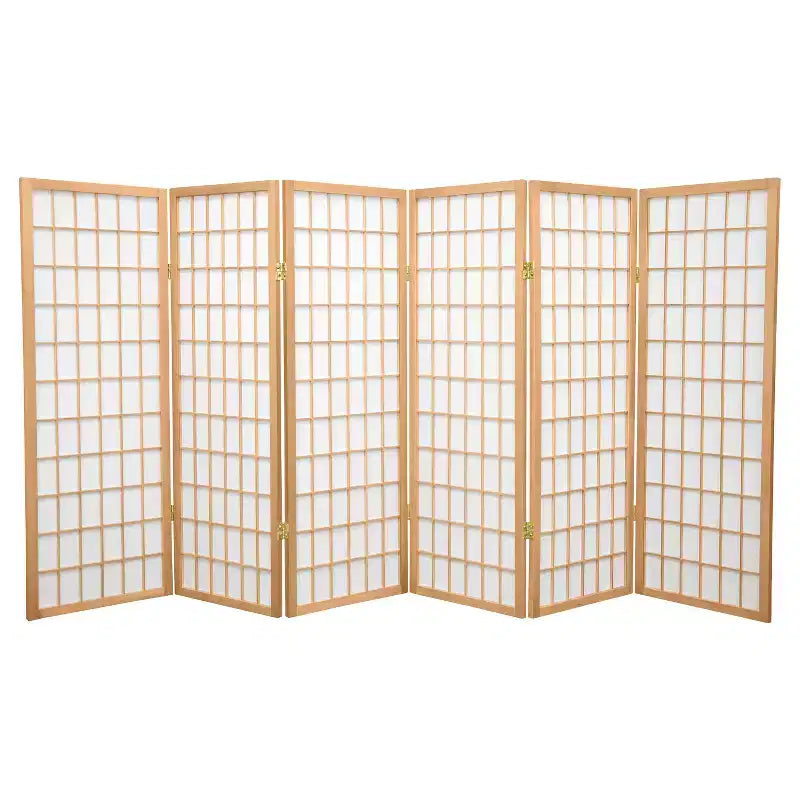 4 ft. Tall Window Pane Shoji Screen - Natural (6 Panels): Hardwood Frame, No Assembly Required