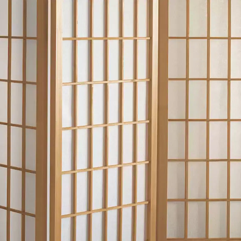 Paravent Shoji avec vitre de 1,2 m de haut - Naturel (6 panneaux) : Cadre en bois dur, aucun assemblage requis