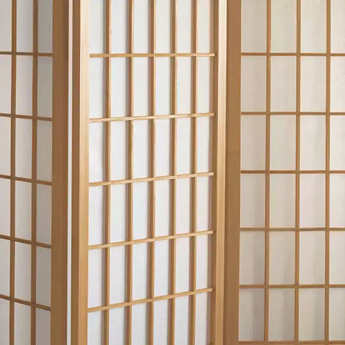 Paravent Shoji avec vitre de 1,2 m de haut - Naturel (6 panneaux) : Cadre en bois dur, aucun assemblage requis