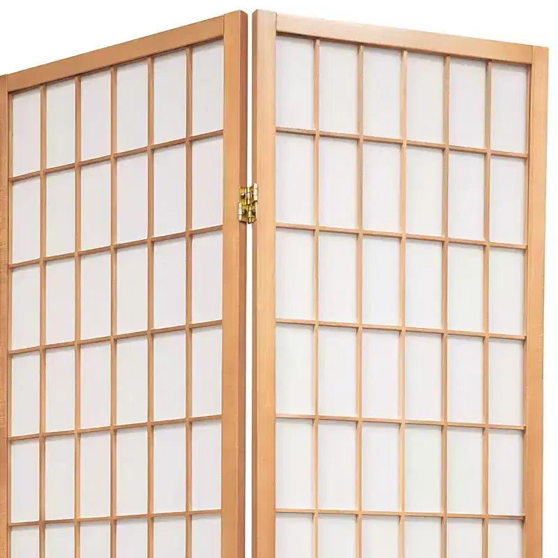 Paravent Shoji avec vitre de 1,2 m de haut - Naturel (6 panneaux) : Cadre en bois dur, aucun assemblage requis