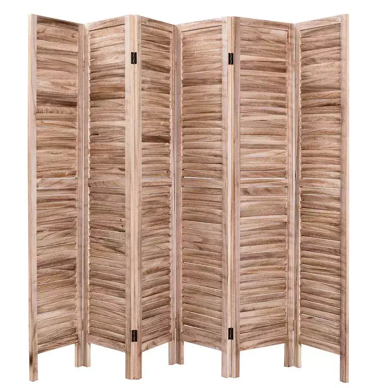 Paravent 6 panneaux de 170 cm de haut, style vénitien classique en bois à claire-voie pour la maison