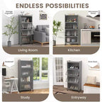 Meuble de rangement de cuisine Costway à 5 niveaux, desserte mobile pour micro-ondes avec portes basculantes, blanc/noir/gris/vert