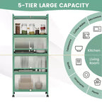 Meuble de rangement de cuisine Costway à 5 niveaux, desserte mobile pour micro-ondes avec portes basculantes, blanc/noir/gris/vert