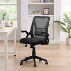 Javlergo Chaise de Bureau Dossier Mi-Hauteur Pivotante avec Support Lombaire, Fauteuil de Bureau Ergonomique en Maille avec Accoudoirs