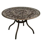 Ensemble de salle à manger de patio 5 pièces, table ronde de 48 po à motif grillagé traditionnel en aluminium, fini bronze résistant aux UV - Oakland Living : sièges d'extérieur pour quatre personnes