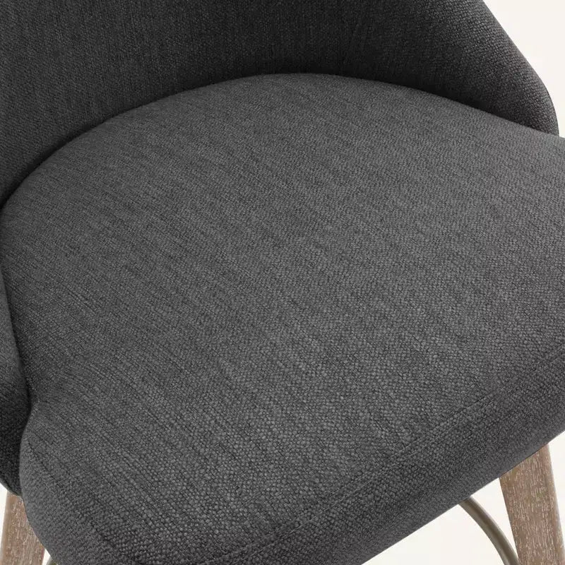 Lot de 4 tabourets de bar pivotants Bekrvio 26 pouces à hauteur de comptoir avec dossiers et pieds en bois, tabourets de bar rembourrés en tissu lin/similicuir pour îlot de cuisine