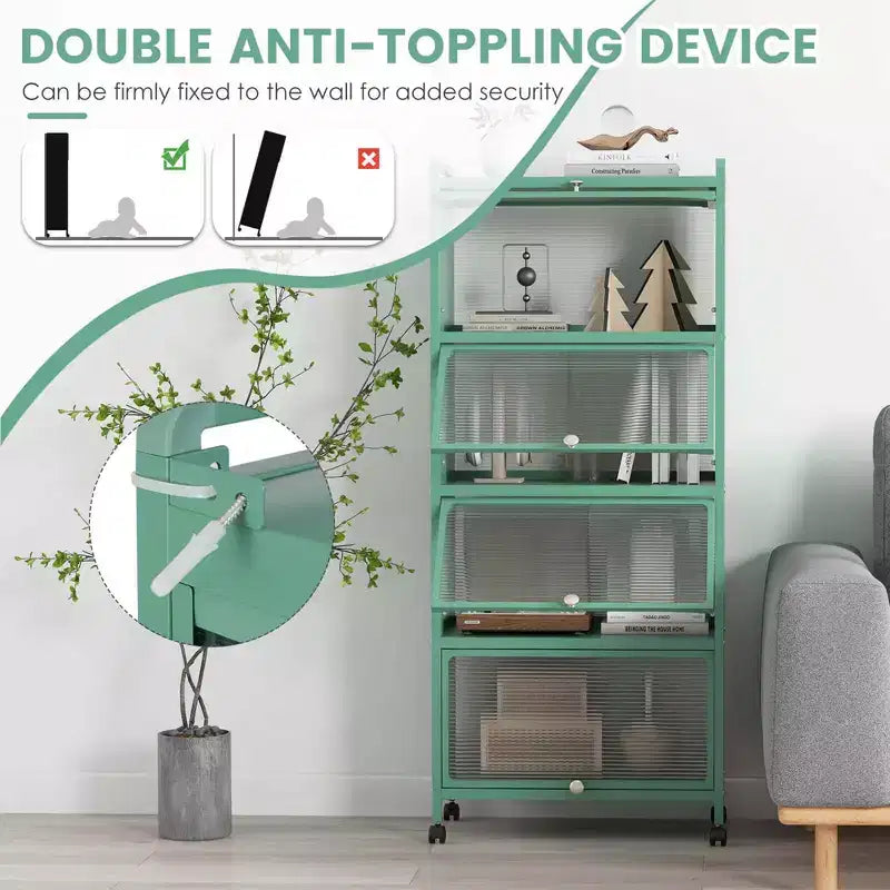 Meuble de rangement de cuisine Costway à 5 niveaux, desserte mobile pour micro-ondes avec portes basculantes, blanc/noir/gris/vert