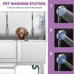 Baignoire de toilettage pour animaux de compagnie réglable, 50 W, en acier inoxydable, avec rampe à marches
