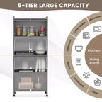 Meuble de rangement de cuisine Costway à 5 niveaux, desserte mobile pour micro-ondes avec portes basculantes, blanc/noir/gris/vert