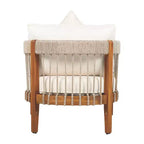 Christopher Knight Home Fauteuil club de patio Clifton en acacia rustique et corde, rembourré avec dossier incurvé