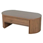 Table basse relevable de 47,2 po, table de centre ovale en bois avec rangement caché, table de salon moderne pour salon, chambre à coucher, bureau