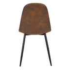 Lot de 4 chaises de salle à manger en daim avec pieds en métal noir