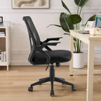 Javlergo Chaise de Bureau Dossier Mi-Hauteur Pivotante avec Support Lombaire, Fauteuil de Bureau Ergonomique en Maille avec Accoudoirs