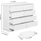 Commode de rangement à 8 tiroirs, meuble à tiroirs profonds, large buffet de rangement pour salon, entrée, chambre d'enfant