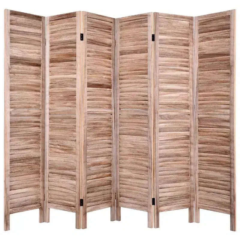 Paravent 6 panneaux de 170 cm de haut, style vénitien classique en bois à claire-voie pour la maison