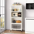 Meuble de rangement de cuisine Costway à 5 niveaux, desserte mobile pour micro-ondes avec portes basculantes, blanc/noir/gris/vert