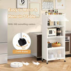 Meuble de rangement de cuisine Costway à 5 niveaux, desserte mobile pour micro-ondes avec portes basculantes, blanc/noir/gris/vert