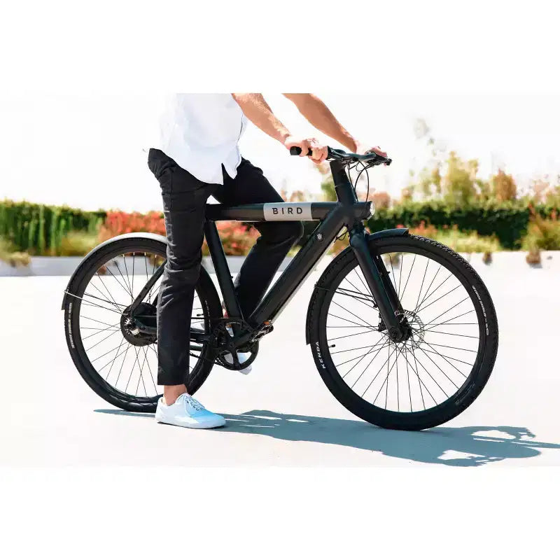 Vélo hybride électrique Bird Adult A-Frame 28, enjambement bas - Noir : Cadre en aluminium, vitesse maximale de 32 km/h