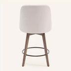 Lot de 4 tabourets de bar pivotants Bekrvio 26 pouces à hauteur de comptoir avec dossiers et pieds en bois, tabourets de bar rembourrés en tissu lin/similicuir pour îlot de cuisine