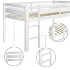 Lit mezzanine simple en bois massif Luxystar avec échelle et barrière de sécurité pour chambre d'enfant