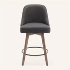 Lot de 4 tabourets de bar pivotants Bekrvio 26 pouces à hauteur de comptoir avec dossiers et pieds en bois, tabourets de bar rembourrés en tissu lin/similicuir pour îlot de cuisine