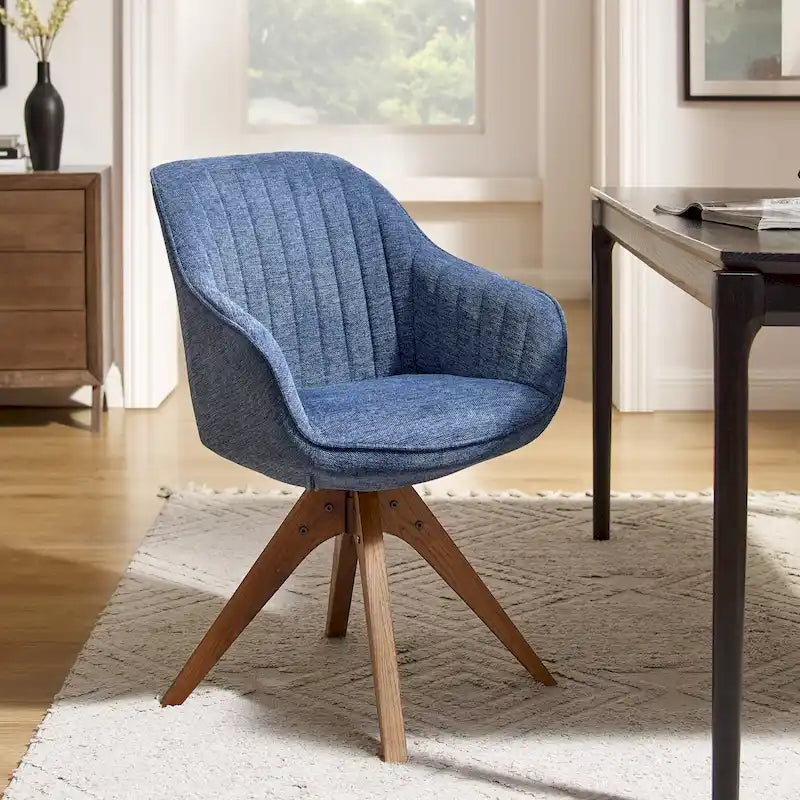 Fauteuil de bureau moderne pivotant avec pieds en bois