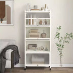 Meuble de rangement de cuisine Costway à 5 niveaux, desserte mobile pour micro-ondes avec portes basculantes, blanc/noir/gris/vert