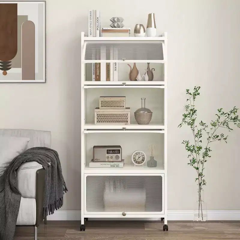 Meuble de rangement de cuisine Costway à 5 niveaux, desserte mobile pour micro-ondes avec portes basculantes, blanc/noir/gris/vert