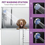 Baignoire de toilettage pour animaux de compagnie réglable, 50 W, en acier inoxydable, avec rampe à marches